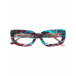 George Keburia - patterned rectangular frame glasses - women - Purple