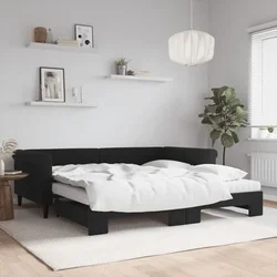 Dnevni krevet na razvlačenje s madracima crni 100x200 cm baršun