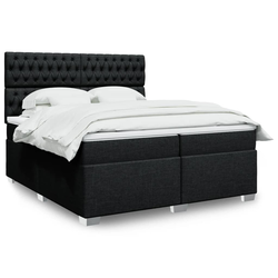 vidaXL Box spring postelja z vzmetnico črn 200x200 cm blago
