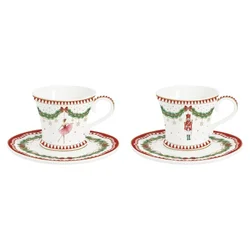 Set of 2 coffee cups with saucers, porcelain, 80ml, Magie de Noel -