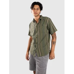 Passenger Chill Textured Organic Cotton Shirt wild green stripe