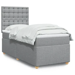 Box spring postelja z vzmetnico svetlo siva 80x200 cm blago