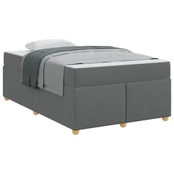 Vidaxl Konstrukcija postelje z vzmetnico Temno siva 120 x 200 cm blago