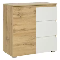 KOMODA 80/80/40 cm bela, boja hrasta