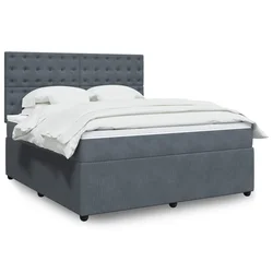 VIDAXL Box spring postelja z vzmetnico temno siva 180x200 cm žamet