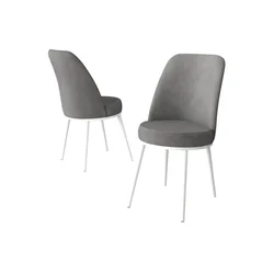 Hanah Home set trpezarijskih stolica Jaxe 4 kom, siva tkanina Babyface, bele metalne noge