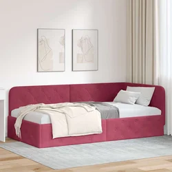 Kutni okvir kreveta Vinska crvena 100 x 200 cm Baršun
