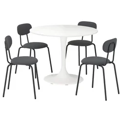 DOCKSTA / SANDSBERG Sto i 4 stolice, bela/Remmarn antracit, 103 cm
