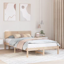 vidaXL Postelja z glavo 140x190 cm iz trdnega borovega lesa