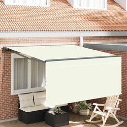 Skrovita tenda Krema 350 x 250 cm Poliester i aluminij