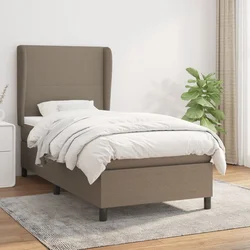 shumee Box spring postelja z vzmetnico taupe 90x200 cm blago
