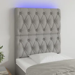 LED posteljno vzglavje svetlo sivo 80x7x118/128 cm blago