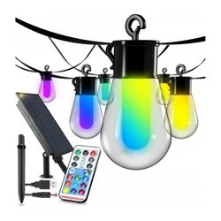 LED RGB solarna dekorativna girlanda 15xLED/18 funkcija USB 6 m IP44 crna