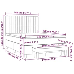 Vidaxl Box spring posteljni z vzmetnico črn 140x190 cm blago