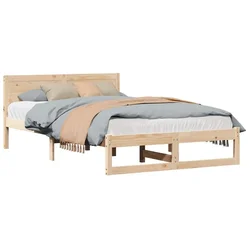 Vidaxl Konstrukcija postelje Naravna 120 x 190 cm Masivno borovo les