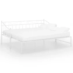 Vidaxl Izvlečni posteljni okvir bel iz kovine 90x200 cm