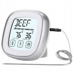 Osvetljen LCD touch kuhinjski termometer -20 do +300°C sonda srebrn - VERK GROUP