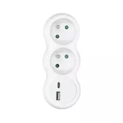 Solight P100USBC - Višestruka utičnica sa USB A+C punjačem 2x10A, bela
