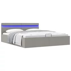 Hidraulični okvir za krevet LED svjetlosivi tkanina 160x200 cm