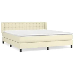 Vidaxl Box spring postelja z vzmetnico krem 180x200 cm umetno usnje