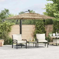 Vrtni suncobran LED s čeličnom šipkom smeđi 246 x 246 x 230 cm