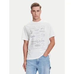 Tommy Jeans Majica Archive Logos DM0DM21584 Bela Relaxed Fit