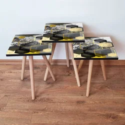Hanah Home Set klub stočića 3Shp390, 3 komada, Krem