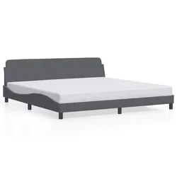 Vidaxl Posteljni okvir Dover temno siv 200x200 cm žamet