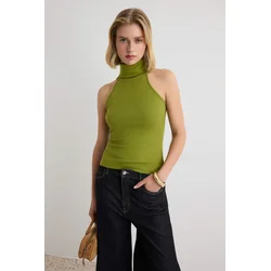 Trendyol ženska bluza Twoaw27Bz00018, maslinasta
