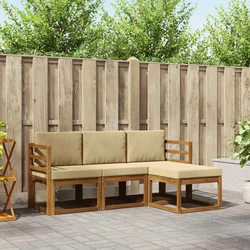 Set vanjskih sofa s jastukom 4 pcs Prirodna i bež
