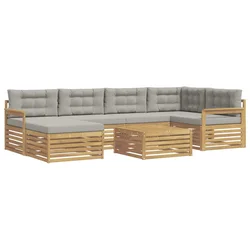 Set vanjskih sofa s jastukom 7 pcs Bijela i svjetlosiva