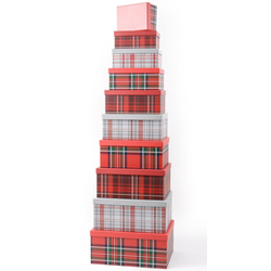 Novogodišnja kutija tartan red grey ( 43581 )