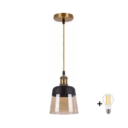 BRILAGI -LED Luster na sajli R GLASS 1xE27/60W/230V prečnik 15,5 cm zlatna/dimljeno bež