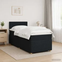 Postelja boxspring z vzmetnico Črna 90 x 200 cm Blago