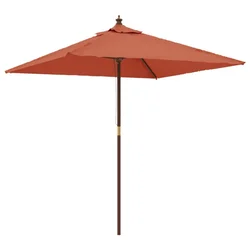 Vrtni suncobran s drvenim stupom terakota 198 x 198 x 231 cm