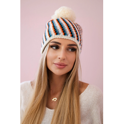 Kesi Cap with a pompom Hanna K328 ecru