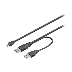 Kabl USB 2.0 AM mini 5pin - 2xUSB AM, 0.6m