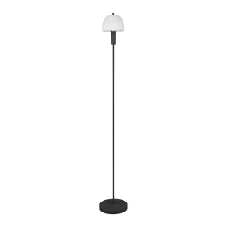 Črna stoječa svetilka s steklenim senčilom (višina 120 cm) Glenn – Trio