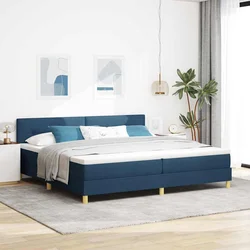 LED Box Spring Krevet s LED trakama Plava 200 x 200 cm tkanina