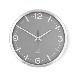 Nedis CLWA7226SS - Zidni sat prečnika 30,5 cm 1xAA mat hrom/siva