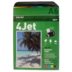 4Jet InkJet Mat Foto Papir A6, 1/25