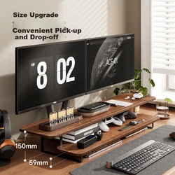 Brateck Postolje za monitor, 100x30 cm, 2 nivoa, Braon