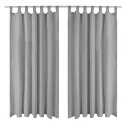 Mikro Satenske Zavjese 2 kom s Tregerima 140x225 cm Sive
