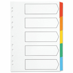 Pregradni karton - register bel A4 5-delni z barvnimi zavihki KF01525