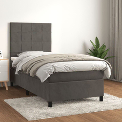 shumee Box spring postelja z vzmetnico temno siva 100x200 cm žamet