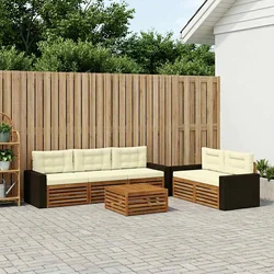 Set vanjskih sofa 6 pcs Prirodna i krem