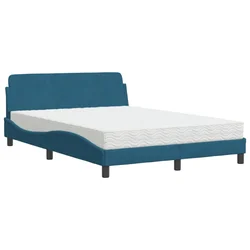 Vidaxl Postelja z vzmetnico Dover modra 120x200 cm žamet