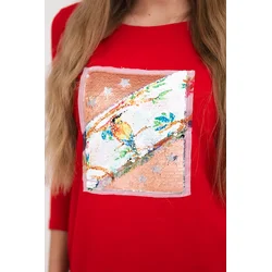 Dress with 3D Bird red graphics