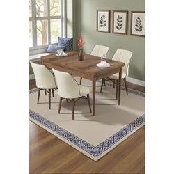 Hanah Home trpezarijski set Radde, sto i 4 stolice, ploča u dekoru drveta Baroque, krem tkanina Babyface