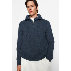Trendyol Indigo Regular Fit Zippered Turtleneck Knitwear Sweater